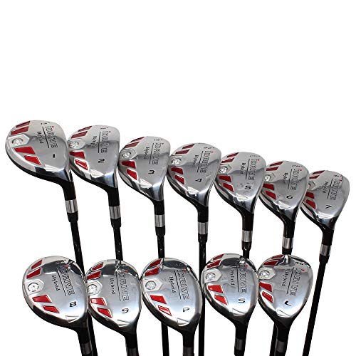 iDrive Hybrids Senior Men’s All True Complete Full Set, Includes: #1, 2, 3, 4, 5, 6, 7, 8, 9, PW, SW, LW. Senior Flex with Tacki-Mac Midsize Grips Right Handed New Utility “A” Flex Clubs