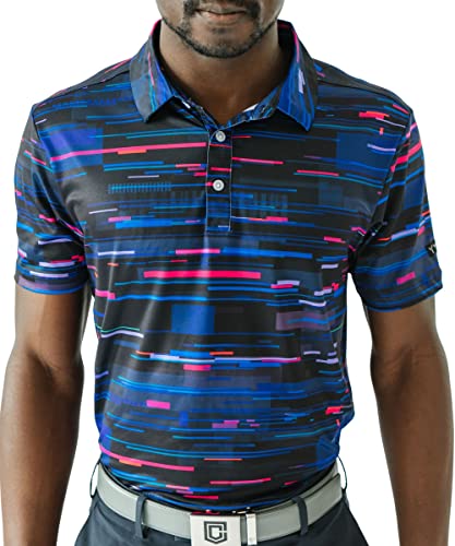 YATTA GOLF Standout Performance Golf Polo Shirts – Men’s – Light Wave – L
