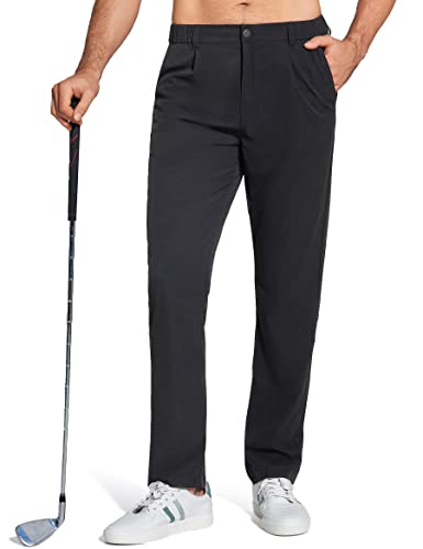 ZUTY Men’s Lightweight Golf Pants Waterproof Breathable Hiking Casual Slim Fit Outdoor Pants with 5 Pockets Black 32