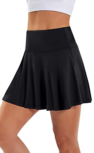 Ewedoos Tennis Skirt for Women with 3 Pockets High Waisted Skort Athletic Golf Skorts Skirts for Women Tennis Skirts Black