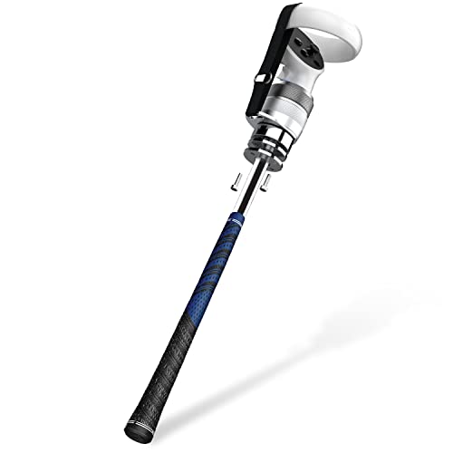 Weighted VR Golf Club Handle Accessory for Oculus Quest 2 / Meta Quest Pro (2023UPGRADED VERSION), Aluminum Golf Club Attachment With Metal Adjustable Weights and Secure Reinforced Straps