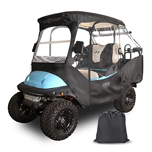 10L0L 4 Passenger Golf Cart Enclosure for Club Car Precedent with Security Side Mirror Openings, Waterproof Portable Transparent Golf Cart Cover Storage Driving Enclosure – Top Roof Length 60 Inch