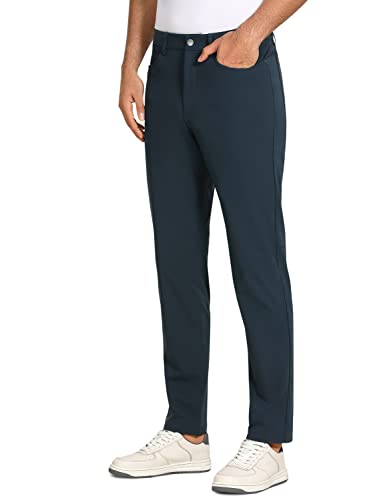 CRZ YOGA Men’s All-Day Comfort Golf Pants with 5-Pocket – 30″ Quick Dry Lightweight Casual Work Stretch Pants True Navy 33W x 30L