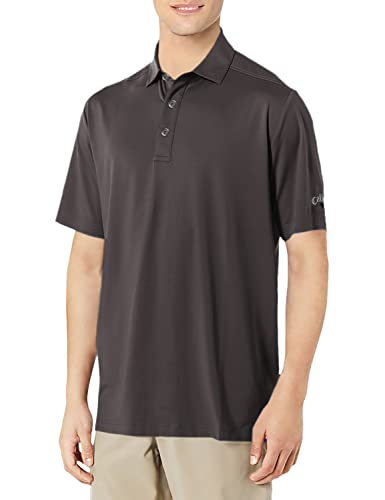 Solid Micro Hex Performance Golf Polo Shirt with UPF 50 Protection (Size Small – 3X Big & Tall), Asphalt, XX-Large