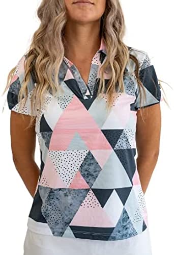 YATTA GOLF Women’s Golf Polo – Premium Wrinkle Resistant, Moisture Wicking, and V-Neck Collared Shirts for Women – Short Sleeve, Slim Fit, Spandex and Polyester-Made Golf Shirts (Birdie Dropper, M)