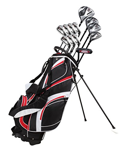 Precise Men’s Right Handed Complete Golf Club Set, Superlite Graphite Shafts for Woods and True Temper Steel Shafts for Irons, Bonus Sand Wedge, Plus More, Black/Red, (78000-Red-MRH)