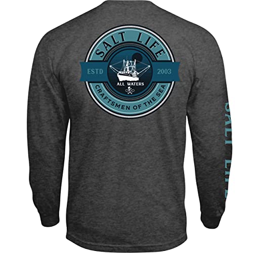 Salt Life All Waters Long Sleeve Classic Fit Shirt, Charcoal Heather, X-Large
