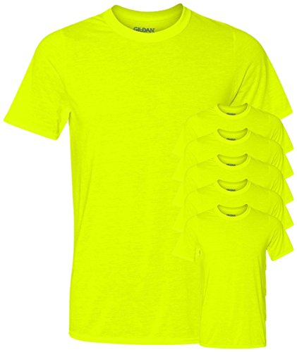 Gildan Men’s Core Performance T-Shirt, Safety Green, XL (Pack of 6)