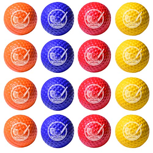 GoSports Foam Golf Practice Balls – 16 Pack Realistic Feel and Limited Flight Use Indoors or Outdoors, Multicolor