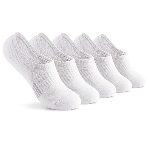 Gonii Womens No Show Socks Athletic Ankle Socks Cushioned Running Low Cut 5 Pairs (White)