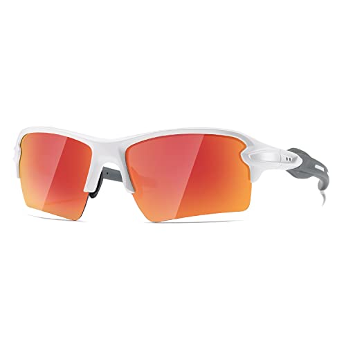 MASDUN Polarized Sports Sunglasses for Men Women half-frame Riding sunglasses Baseball Fishing Cycling Running Golf shades (White/Orange)