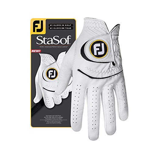 FootJoy Men’s StaSof Golf Glove White Cadet Medium/Large, Worn on Left Hand