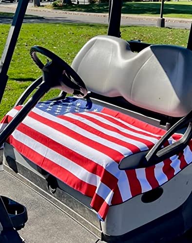 Golf Cart Essentials | Microfiber Golf Cart Seat Cover | American Flag Design | Lightweight Golf Blanket | Portable | Sports | Golf Accessories | Club Car | EZGO