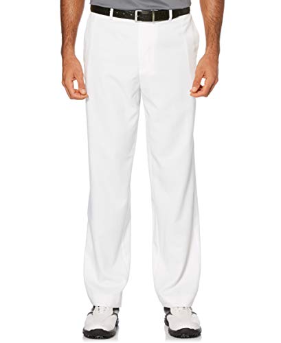 PGA TOUR Men’s Flat Front Golf Pant with Expandable Waistband, Bright White, 34W x 30L