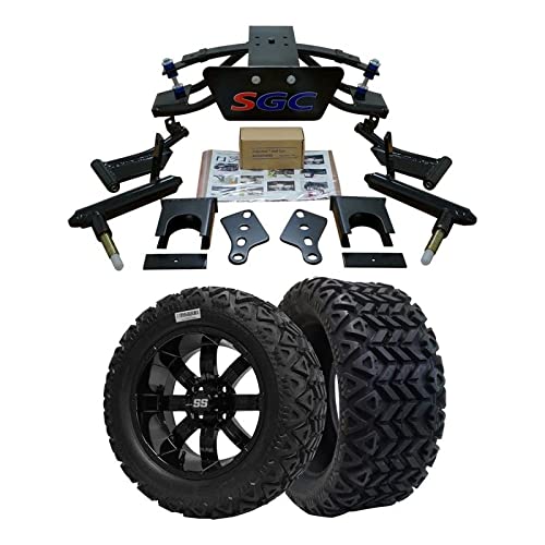 Hardcore Parts 6” Heavy Duty Double A-Arm Suspension Lift Kit for Club Car PRECEDENT Golf Cart (2004+) with 14″ Black ‘TEMPEST’ Wheels and 23″x10″-14″ DOT rated All-Terrain tires