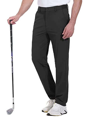 Rdruko Men’s Stretch Golf Pants Quick Dry Lightweight Casual Dress Pants with Pockets(Black,US 34)
