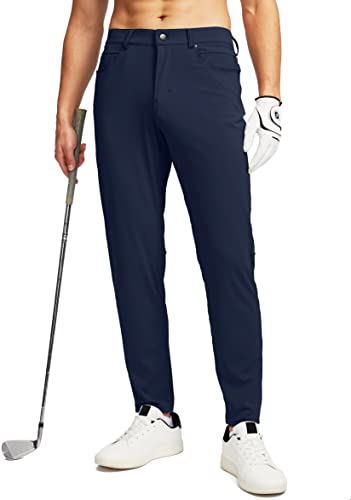 G Gradual Men’s Stretch Golf Pants with 6 Pockets Slim Fit Dress Pants for Men Travel Casual Work (Navy, L)