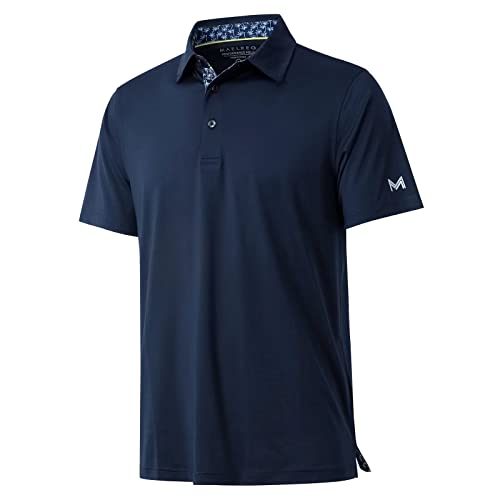 M MAELREG Golf Polo Shirts for Men Short Sleeve Performance Moisture Wicking Quick Dry Casual Collared Men’s Polo Shirts Navy