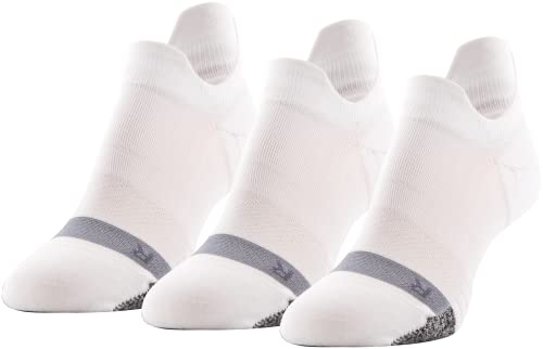 Under Armour Women’s Standard Breathe No Show Tab Socks, 3-Pairs, White/White/Halo Gray, Medium