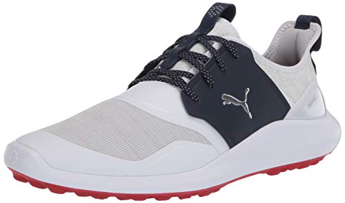 Puma Golf Men’s Ignite Nxt Lace Golf Shoe, Puma White-Puma Silver-Peacoat, 14 M US