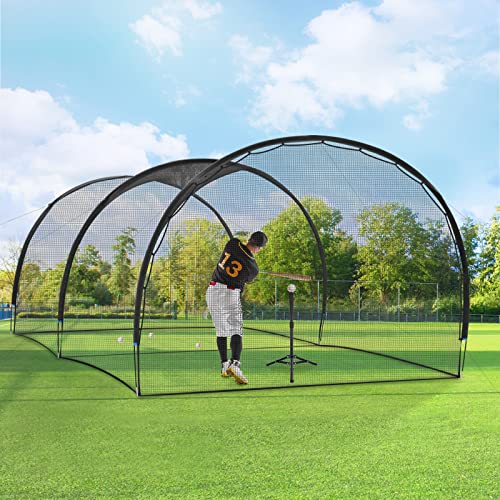 20ft Baseball Batting Cage Net, Fully Enclosed Baseball & Softball & Golf Batting Cages with FRAME and NET for Pitching Training, Heavy Duty Training Equipment Netting Backstop for Home Backyard