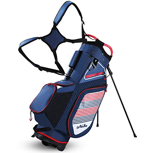 Golf Stand Bag for Men Navy 14 Way Divider Golf Bags, 6LB Lightweight Portable Walking/Riding Bags with Dust Cover, Strap (Blue)