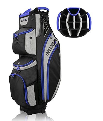 LIVSINGOLF 14 Way Golf Cart Bag for Push Bag Classy Design Full Length with Cooler, Rain Hood, Putter Well (Blue)