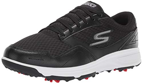 Skechers GO GOLF mens Torque Sport Fairway Relaxed Fit Spiked Golf Shoe, Black/White, 9.5 US