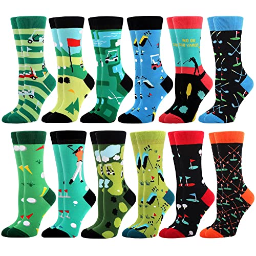WeciBor Women’s Funny Golf Pattern Casual Combed Cotton Socks 12 Packs