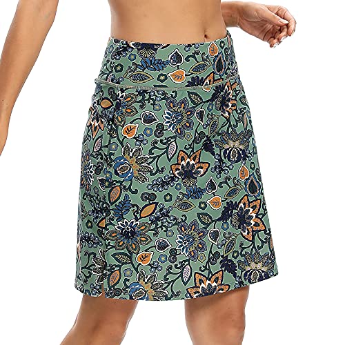 M MOTEEPI Skorts Skirts for Women Casual Knee Length Skirts with Pockets Workout Athletic Golf Skorts Gypsophila L