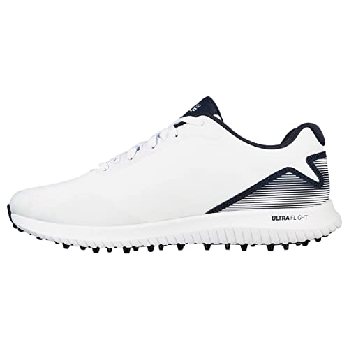 Skechers Men’s Max 2 Arch Fit Waterproof Spikeless Golf Shoe Sneaker, White/Navy, 12