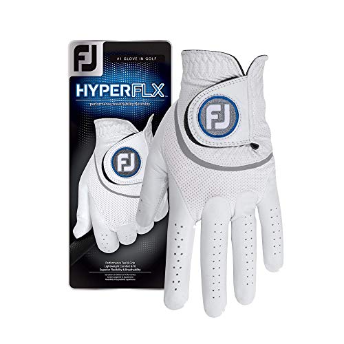 FootJoy Men’s HyperFLX Golf Gloves White Large, Worn on Right Hand