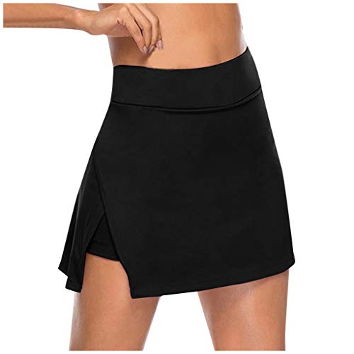 Youmymine Women’s Yoga Shorts,Fast Dry Tight Tennis Skirts Run Yoga Shorts Elastic Sports Pant Two Piece Set (Black, M)