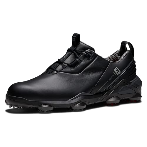 FootJoy Men’s Tour Alpha Golf Shoe, Black/Charcoal/Red, 12