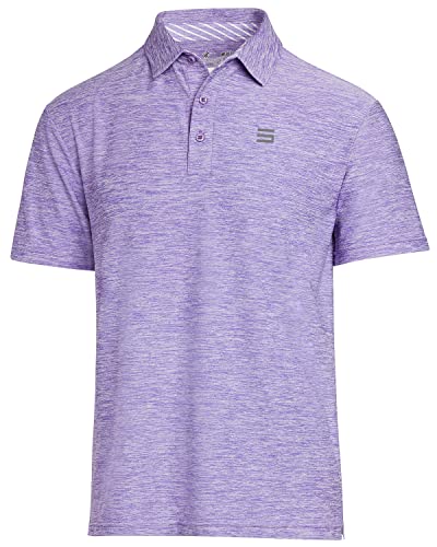 Three Sixty Six Golf Shirts for Men – Dry Fit Short-Sleeve Polo, Athletic Casual Collared T-Shirt Purple
