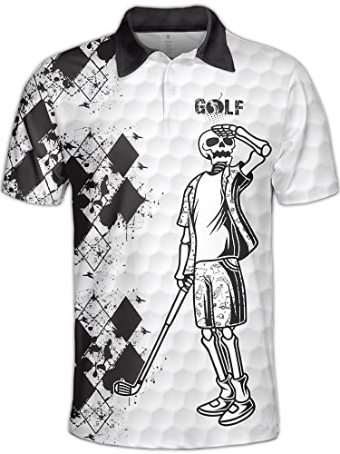 PAGYMO Golf Shirts for Men Polo Shirt Mens Funny Swing Patriotic American Flag Shirt Crazy Dry Fit Printed Polos