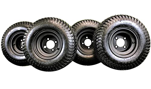 8″ MATTE BLACK STEEL GOLF CART WHEELS AND 18X8.50-8 TURF 4 PLY TIRES (SET OF 4)