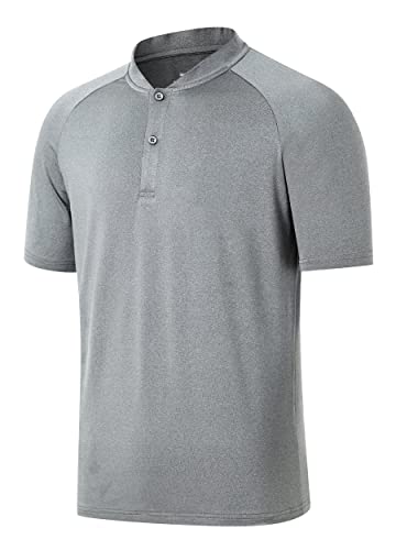 Willit Men’s Tennis Shirts Golf T-Shirt Short Sleeve Quick Dry Performance UPF 50+ Polar Grey L