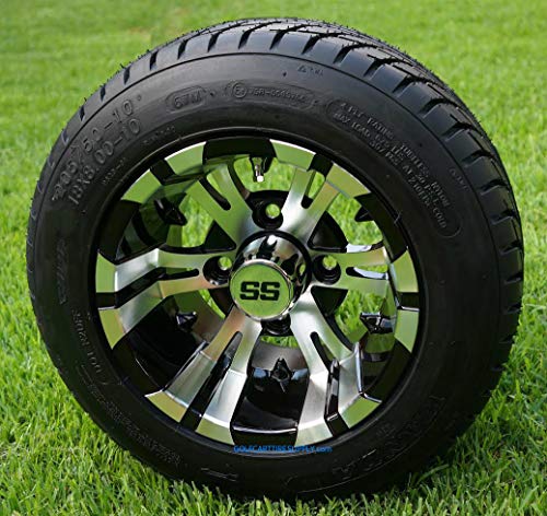 10″ VAMPIRE Golf Cart Wheels and 205/50-10 DOT Low Profile Golf Cart Tires Combo – Set of 4
