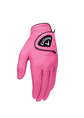 Callaway Golf 2017 Women’s OptiColor Leather Glove, Pink, Small, Worn on Left Hand