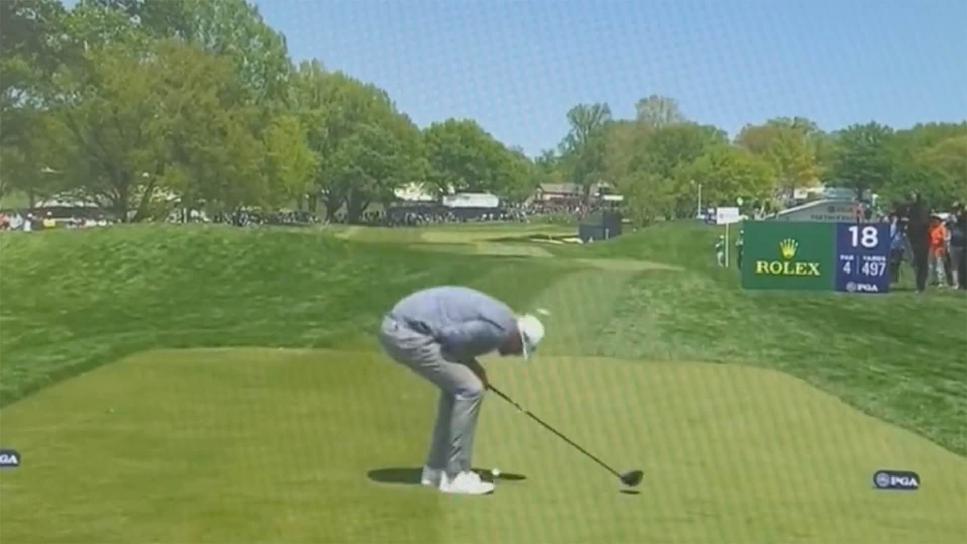 Watch: PGA club pro hit by what appeared to be an errant Bryson ball