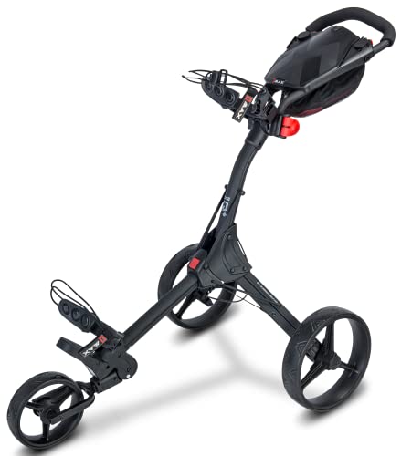 Big MAX IQ+ 3-Wheel Golf Push Cart | Ultra-Lightweight | Quick-Folding | Pull Cart | Scorehald Holder | Adjustable Bag Bracket | Hand Brake