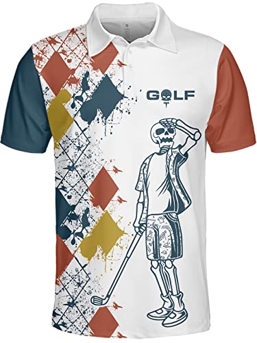 PAGYMO Golf Shirts for Men Polo Shirt Mens Funny Swing Patriotic American Flag Shirt Crazy Dry Fit Print Polos