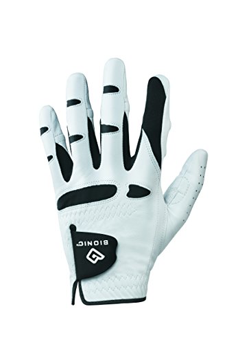 BIONIC Gloves –Men’s StableGrip Golf Glove W/Patented Natural Fit Technology Made from Long Lasting, Durable Genuine Cabretta Leather, White, Large