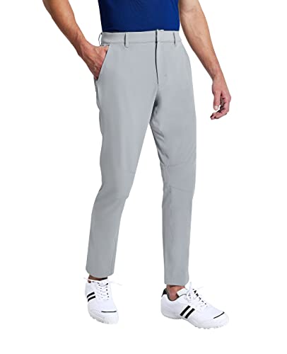 MIER Men’s Casual Golf Pants 31″/32″ Stretch Lightweight Work Travel Pants with Pockets, Dry Fit, Breathable for Summer, Light Grey, XL