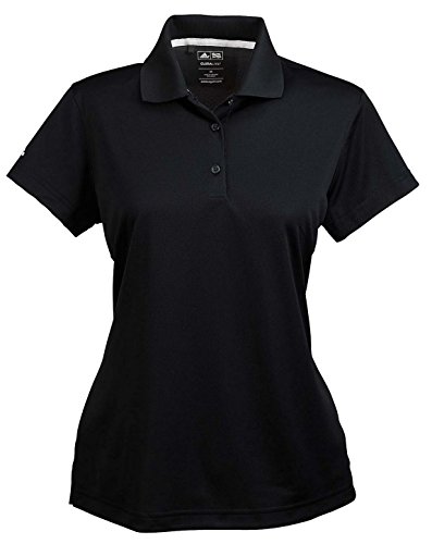 adidas Women’s Rib Knit Collar Performance Polo Shirt, Black, Medium