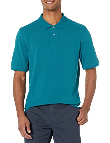 Amazon Essentials Men’s Regular-Fit Cotton Pique Polo Shirt (Available in Big & Tall), Dark Teal Blue, X-Large