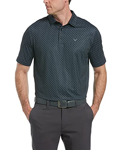 Callaway Men’s Swing Tech Short Sleeve Golf Polo Shirt (Size Small-6X Big & Tall), Chevron Caviar/Bright White, XX-Large