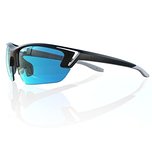 Bloomoak Sport Golf Sunglasses,Wrap Semi-Rimless/Vented Frame Prevent Fogging/Superior Visual Clarity to Find Ball