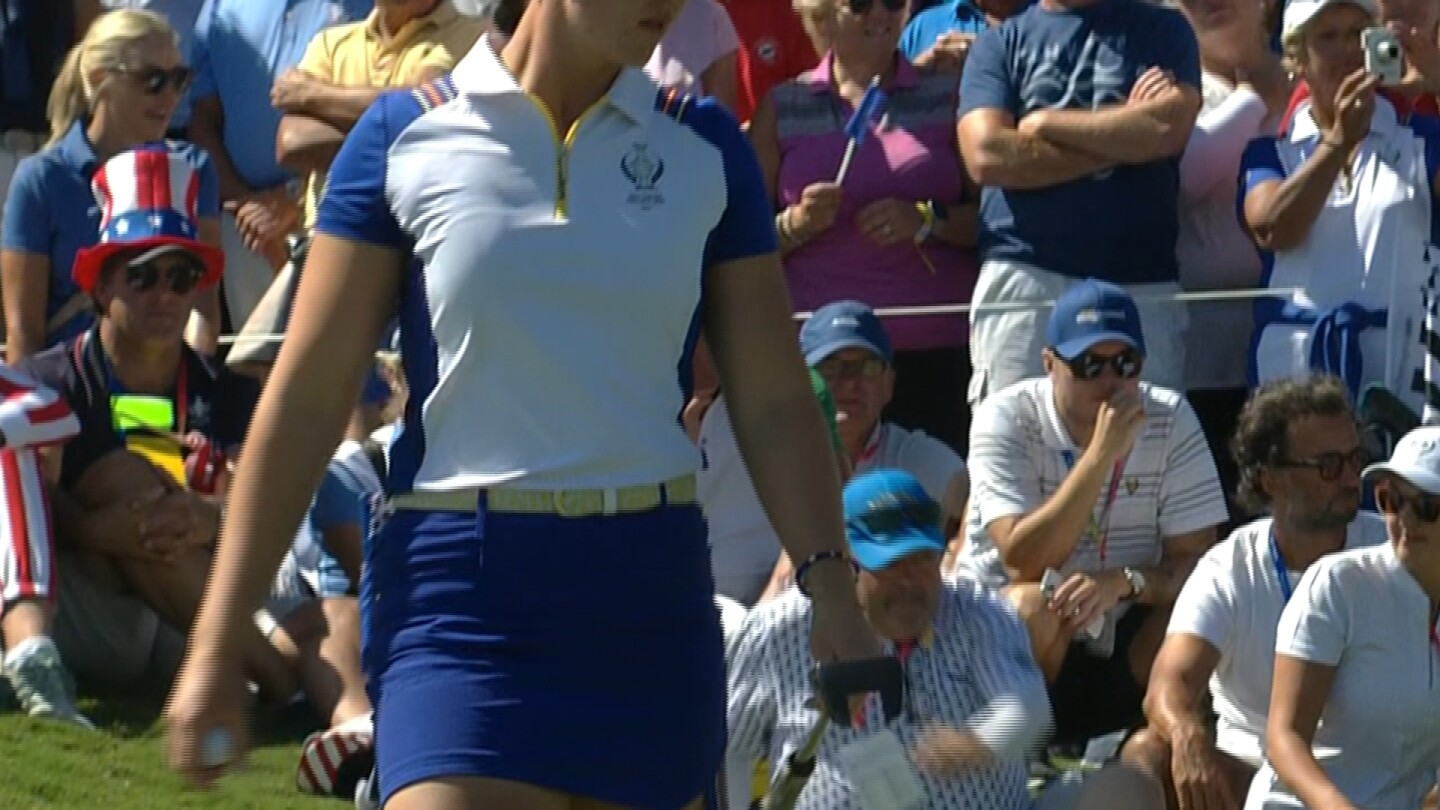 Linn Grant makes birdie putt on 18 to win match on Day 2 of Solheim Cup